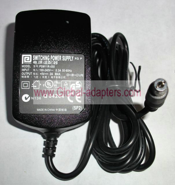 New PHIHONG PSM11R-050 SWITCHING 5V 2A AC POWER SUPPLY ADAPTER 5.5 x 2.5MM - Click Image to Close